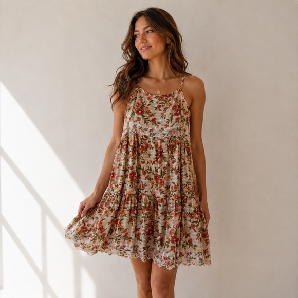 American Eagle Outfitters Dresses & Skirts - American Eagle Floral Mini Dress Sz L Babydoll Boho Cottagecore Festival